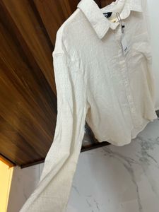 Cream Textured oversized Shirt