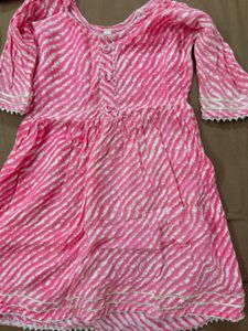 Pink &amp; White Striped Kurta for 2-5 years