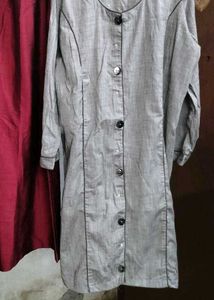 Elegant Kurta Set - Maroon &amp; Grey