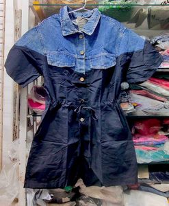 Denim &amp; Black Colorblock Playsuit