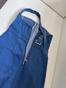 denim midi dress with front slit