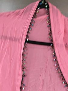Elegant Pink Dupatta with Embellished Border