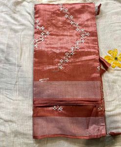 Brand new coral blend silk saree with blouse