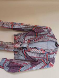 Sheer Patchwork Print Shirt