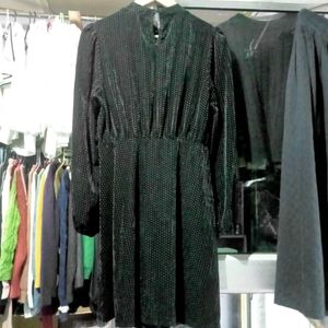 Vintage Style Black Velvet Mini Dress