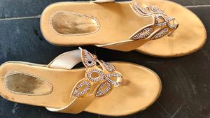 Embellished Yellow Flat Sandals