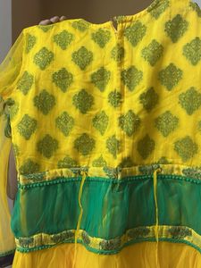 Yellow &amp; Green Embroidered Lehenga Choli