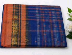 Elegant Blue Plaid Saree