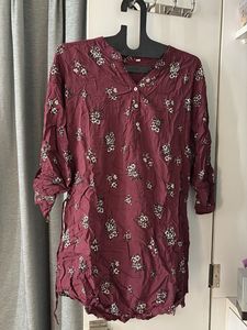 Maroon Floral Print Kurta