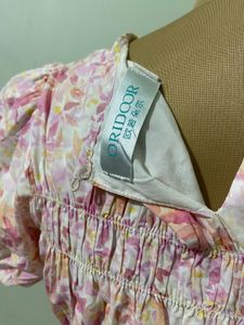 Decent Floral Smocked Puff sleeve Dress