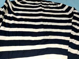 Black &amp; White Striped Cardigan