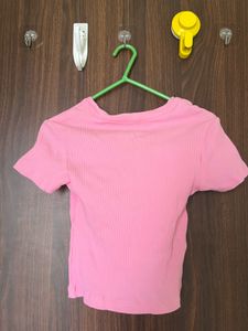 Pink Ribbed “Squid Game” Graphic Crop Top