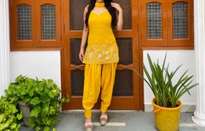Yellow patiala Kurta suit Set with Dupatta