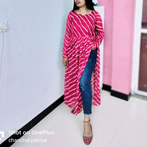 Stunning Pink Leheriya Kurti