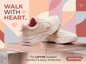 white and pink cute LOVE Sneakers