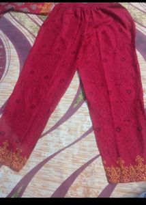 Red kurta pant duppta set