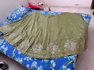 Unstitched Green Lehenga and Duppatta