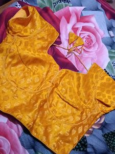 Beautiful Yellow Brocade Blouse