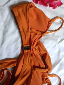 Orange Bikini Set with Wrap Tie