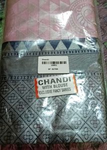 Brand New Rose Pink Silk Saree with Blue Border