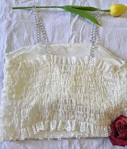 White Chain Strap Crop Top
