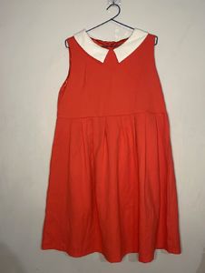 Coral Dress w/ White Collar