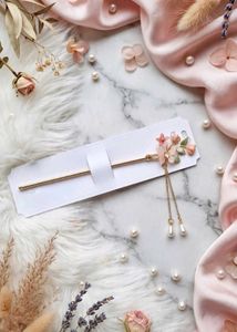 🆕Elegant Gold Hair Stick with Cherry Blossoms