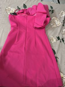 Hot Pink Bow Detail Mini Dress