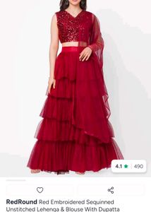 Maroon unstitched Lehenga Choli Set