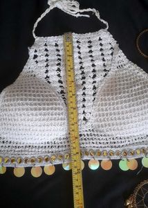 Navratri special crocheted Off White Top w Sequin