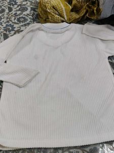 Boys White V-Neck Ribbed Sweater