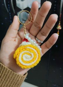 Crochet swiss roll cake Keychain cak
