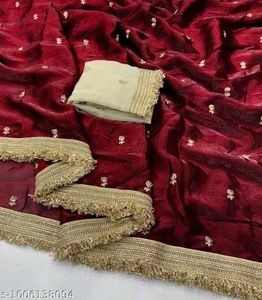 Elegant maroon  Saree with cream blouse