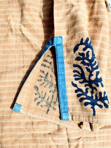 Stylish Pink Striped Kurti with Blue Floral Print