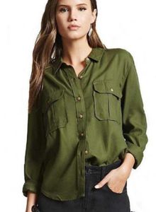 Stylish Olive Green Button-Up Shirt