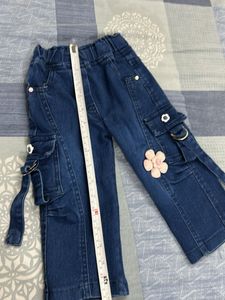 Cute Baby Girls Denim Cargo Pants with tshirt