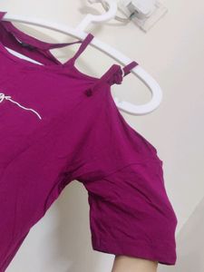 Burgundy One Shoulder Top
