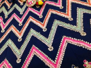 Navy Blue Embroidered Lehenga Set