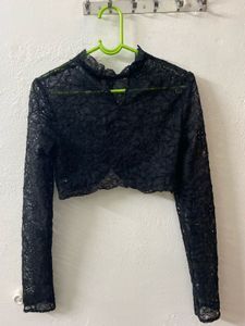 H&amp;M Sheer Lace Cropped Top