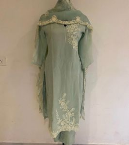 Elegant Mint Green Embroidered Kurta Set