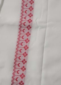 74)Bengal Red White Pure Cotton Saree