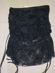 SAVANA SKIRT.    Black Drawstring Lace Skirt