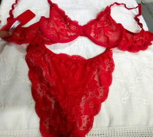 Red Lace Bra and Panty Set