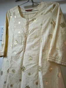 Elegant Cream Kurta with Gold Print