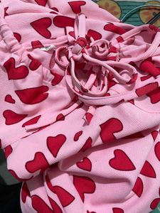 Pink Heart Print Midi Dress