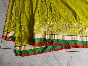 Florocent Green And Red New Saree