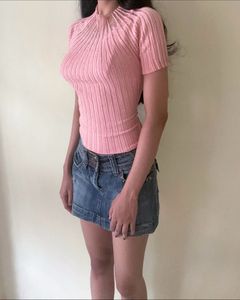 Sparkly Ribbed Mock Neck Top