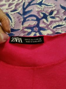 Zara Pink Cropped T-Shirt