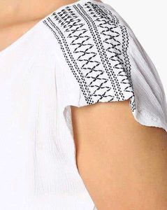 Embroidered White Crop Top