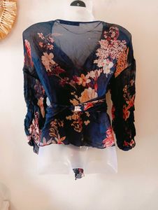 Zara Floral Wrap Top